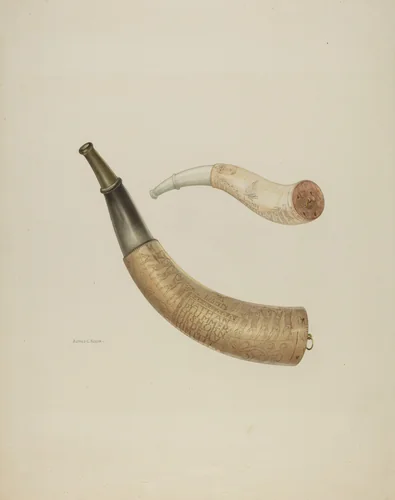 Powder Horn by Alfred Koehn, index of american design, 1935-1942
