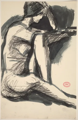 Untitled [seated nude facing to her left] by Richard Diebenkorn, drawing, 1955-1967