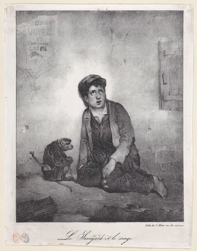 The Boy from Savoy and His Monkey by Alexandre-Gabriel Decamps, print, 1823