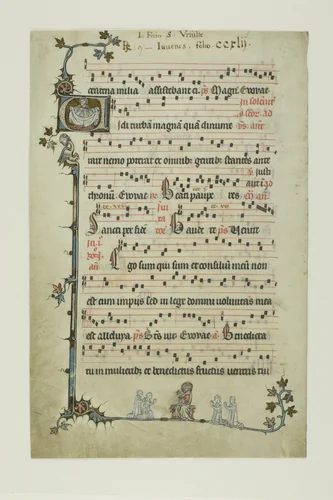 Abraham Drawing the Children of Israel to His Breast, and Christ with Kneeling Monks, from an Antiphonary by Flemish or Southern England, painting, 1330-1340
