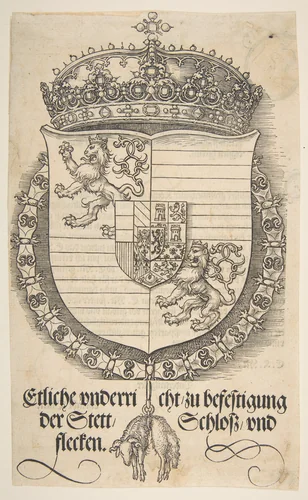 The Arms of Ferdinand I, King of Hungary and Bohemia by Albrecht Dürer, print, 1527
