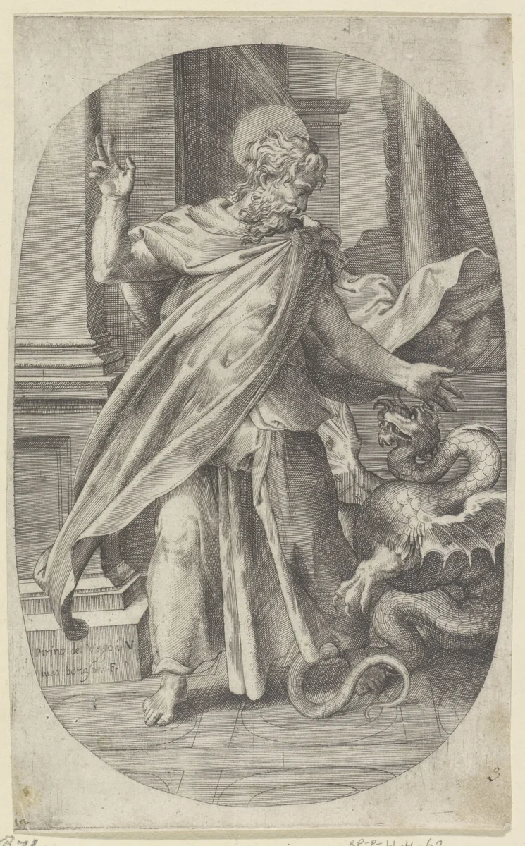 Man met draak by Unknown, print, 1501-1580