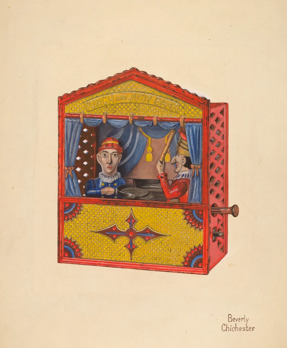 Punch & Judy Toy Bank by Beverly Chichester, index of american design, 1937
