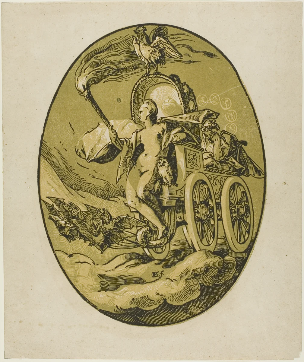 Nox, plate seven from Demogorgon and the Deities by Hendrick Goltzius, print, 1578-1617
