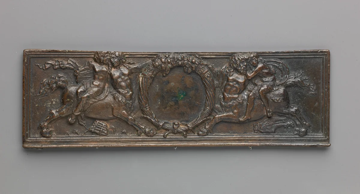 Front panel of a writing box (decorated with centaurs and nymphs) by Severo Calzetta da Ravenna, other, 1500-1600