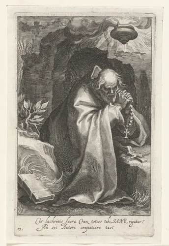 Zalige Januarius van Valtellina als kluizenaar by Boëtius Adamsz. Bolswert, print, 1590-1612