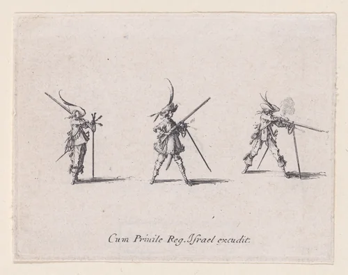 L'Exercice de L'Arquebuse: Le Tir (Drill of the Arquebus: Shooting), from "Les Exercices Militaires" (The Military Exercises) by Jacques Callot, print, 1635