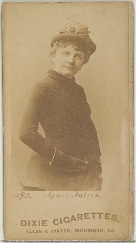 Card 292, Agnes Folsen, from the Actors and Actresses series (N45, Type 7) for Dixie Cigarettes by Allen & Ginter, photograph, 1885-1891
