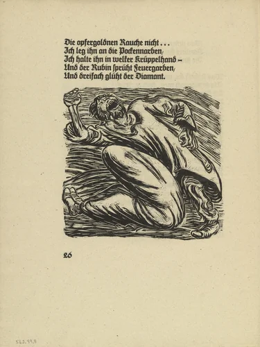 Despair and Rebellion (Verweiflung und Empörung) (in-text plate, page 26) from Der Kopf (The Head) by Ernst Barlach, illustrated book, 1919