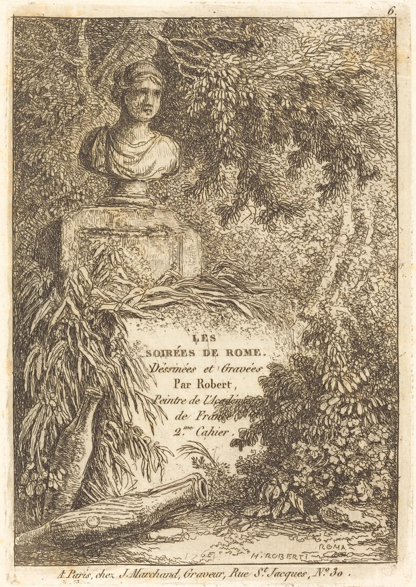 The Portrait Bust by Hubert Robert, print, 1733-1808