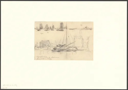 Gezicht op enkele zeilboten op de Schinkel, de Ringvaart en de Kostverlorenvaart by anonymous, drawing, 1850-1950
