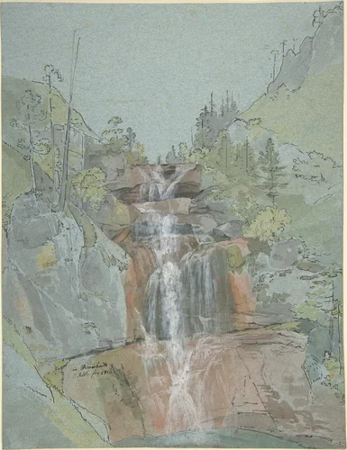 Landscape with a Waterfall by Johann Christoph Rist, drawing, 1816
