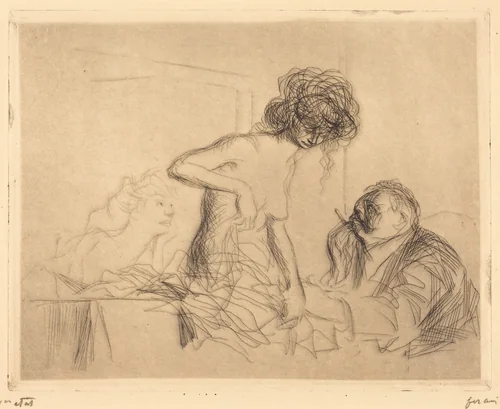 En cabinet particulier (1ère planche) (In a Private Room) (first plate) by Jean-Louis Forain, print, 1909