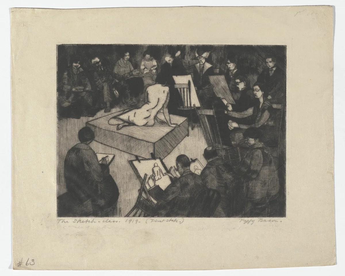 The Sketch Class by Peggy Bacon, print, 1919