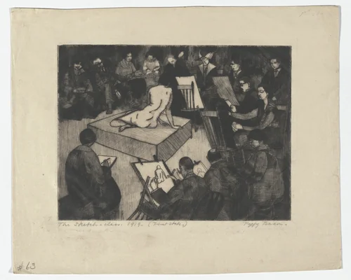The Sketch Class by Peggy Bacon, print, 1919