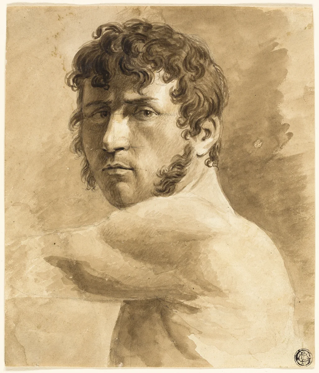 Bust of Male Nude (recto); Portrait Sketch of Man with Sketches of Women (verso) by Anne-Louis Girodet, drawing, 1787-1824