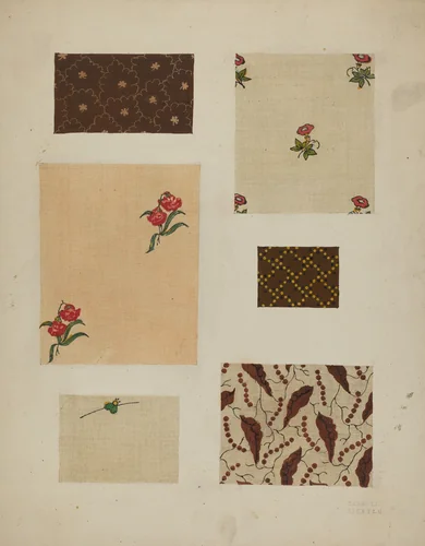 Materials from Patchwork Bedspread by Frances Lichten, index of american design, 1936