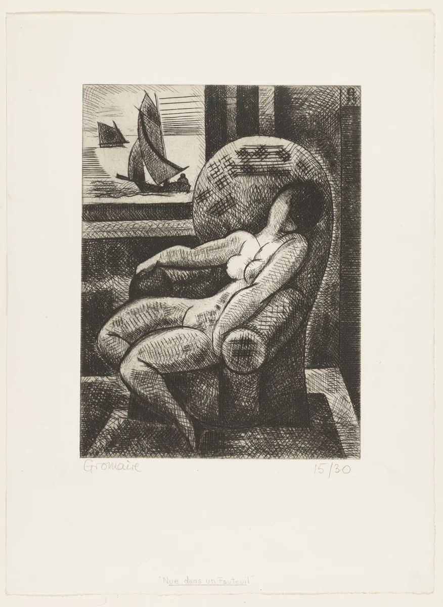 Nude in Armchair (Nu dans un fauteuil) by Marcel Gromaire, print, 1928