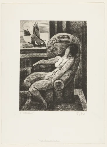 Nude in Armchair (Nu dans un fauteuil) by Marcel Gromaire, print, 1928