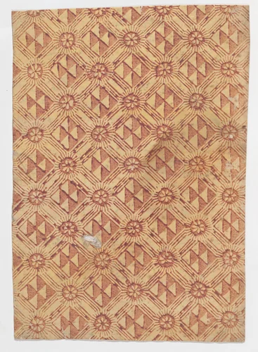 Sheet with overall pattern of triangles and rosettes by anonymous, print, 1800-1900