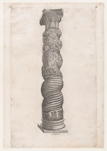 Grotesque Winding Column in St. Peter's, from "Speculum Romanae Magnificentiae" by Nicolas Beatrizet, print, 1530-1580