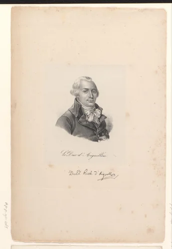 Portret van Emmanuel-Armand de Richelieu, duc d'Aiguillon by anonymous, print, 1818-1842