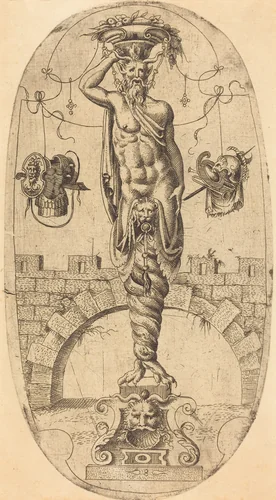 Satyr with Twisted Legs by Jean Mignon, print, 1523-1603
