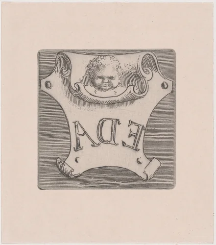 Impression from a name plate for Edward D. Adams by Alphonse Legros, print, 1887-1897