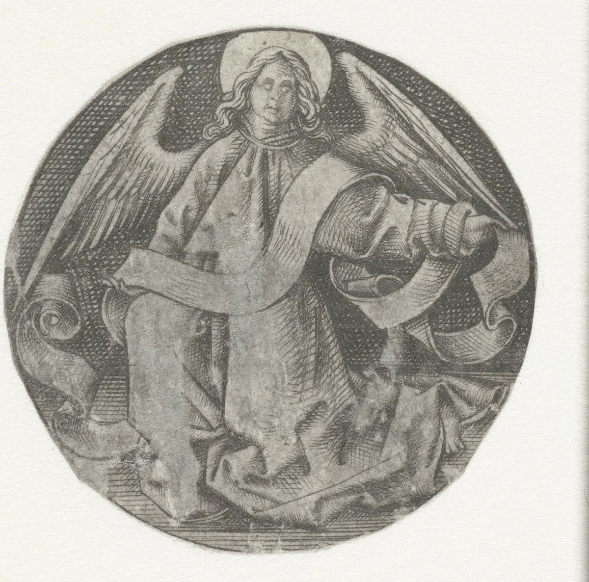 De vier evangelistensymbolen by Israhel van Meckenem, print, 1455-1503