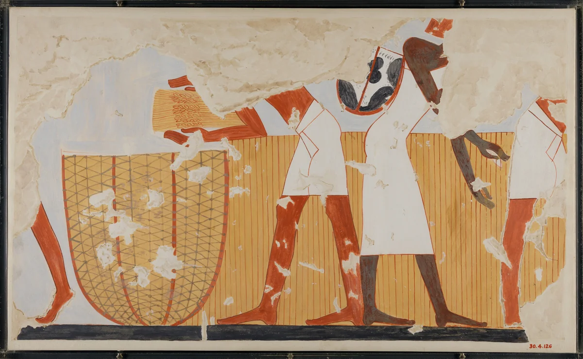 Reaping Grain, Tomb of Tjay by Nina de Garis Davies, artwork, -1550