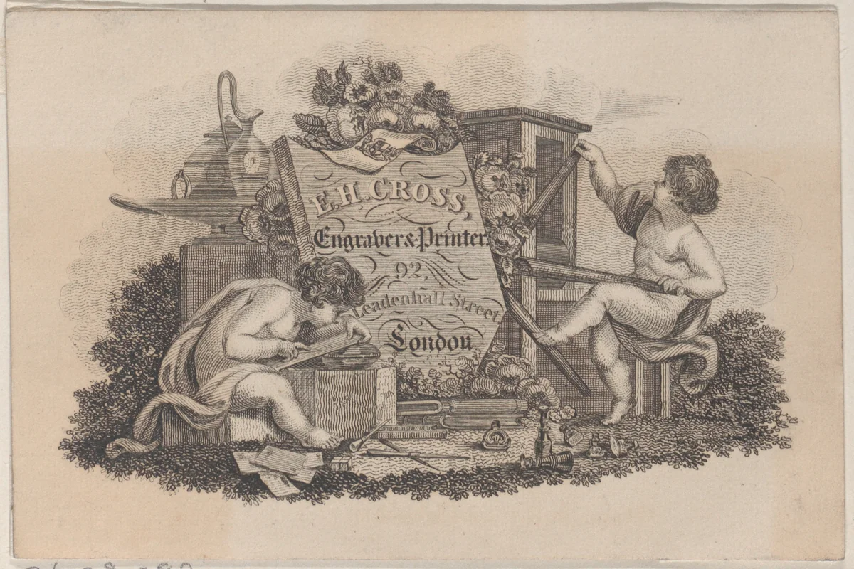 Trade Card for E.H. Cross, Engraver & Printer by anonymous, print, 1800-1900