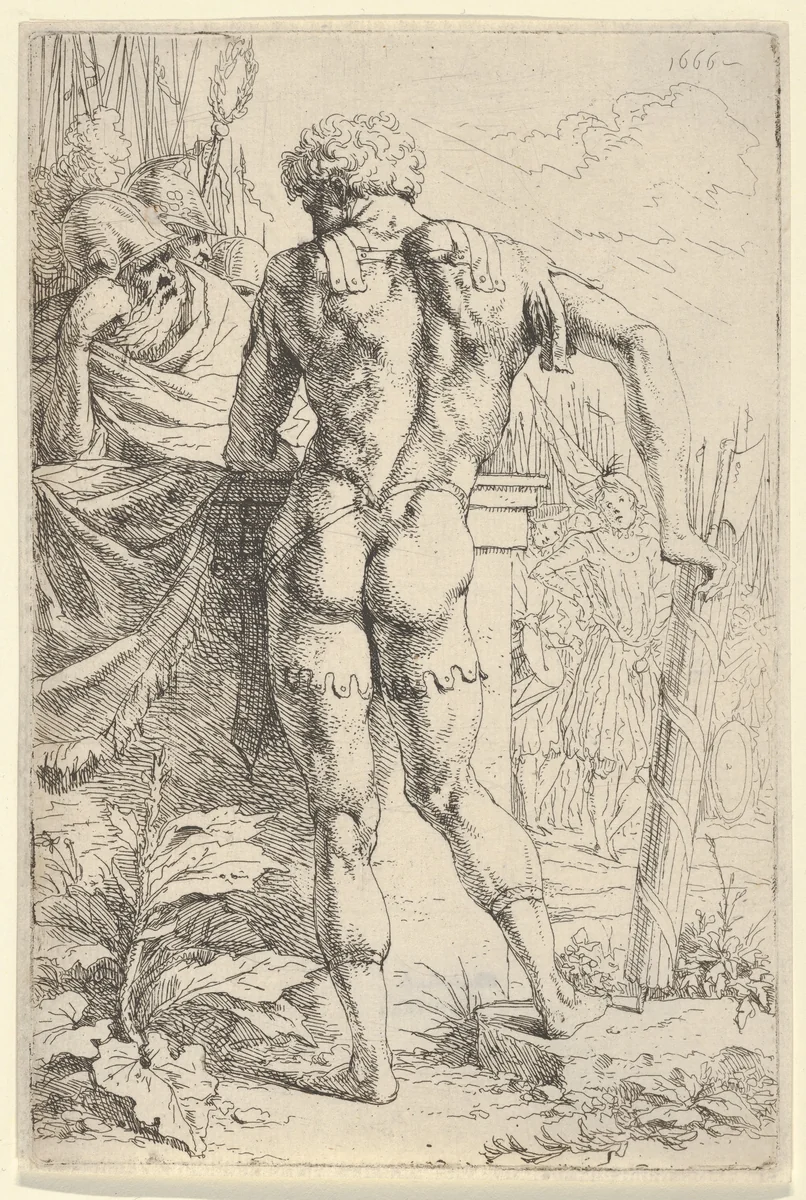 A Roman Warrior with Fasces by Leendert van der Cooghen, print, 1666