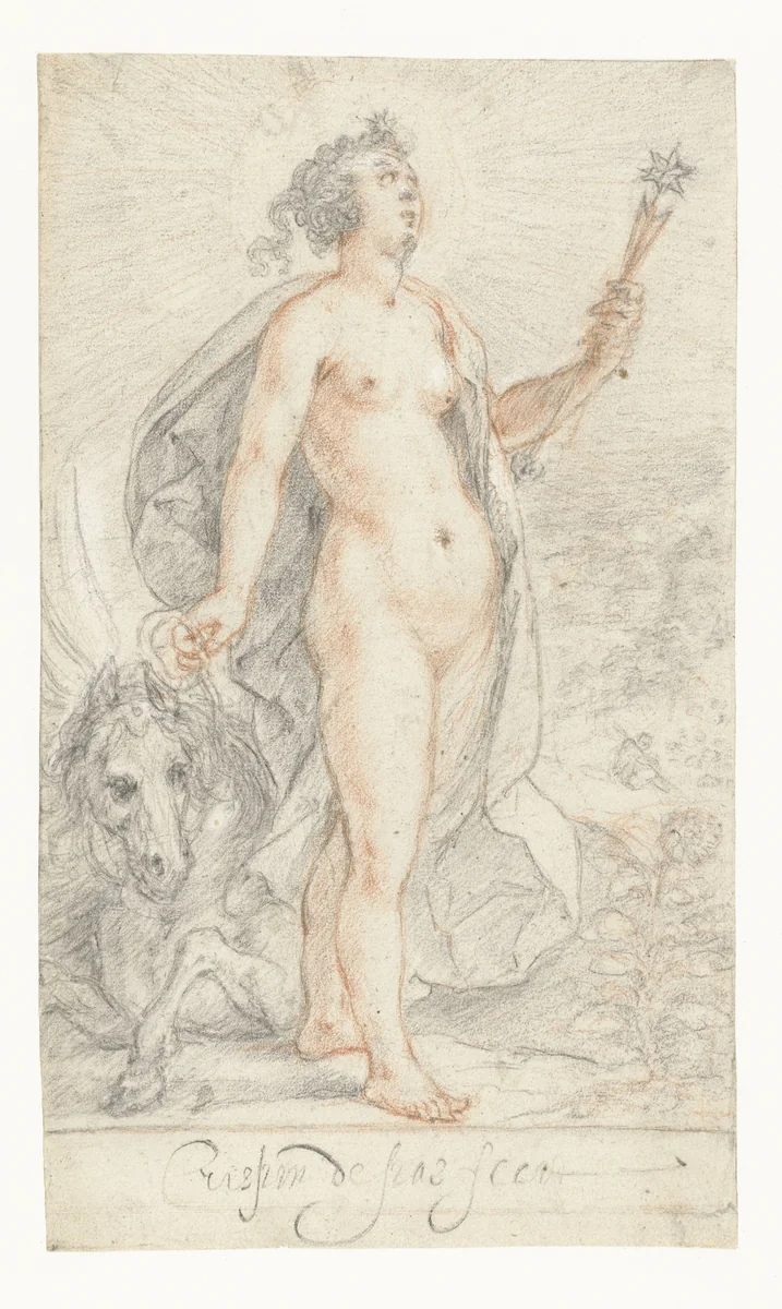 Aurora of Dageraad by Crispijn van de Passe, drawing, 1575-1635