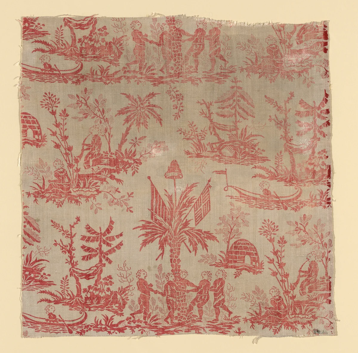 La Danse des Noirs (Furnishing Fabric) by Christophe Philippe Oberkampf, textile, 1760-1795