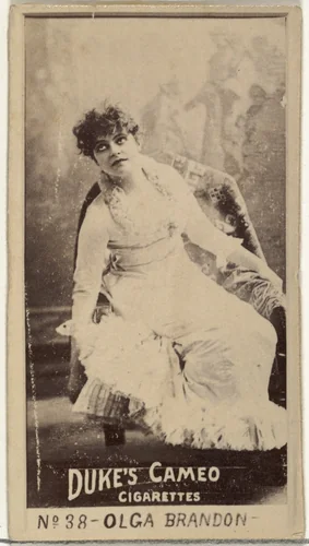Card Number 38, Olga Brandon, from the Actors and Actresses series (N145-4) issued by Duke Sons & Co. to promote Cameo Cigarettes by W. Duke, Sons & Co., photograph, 1880-1889