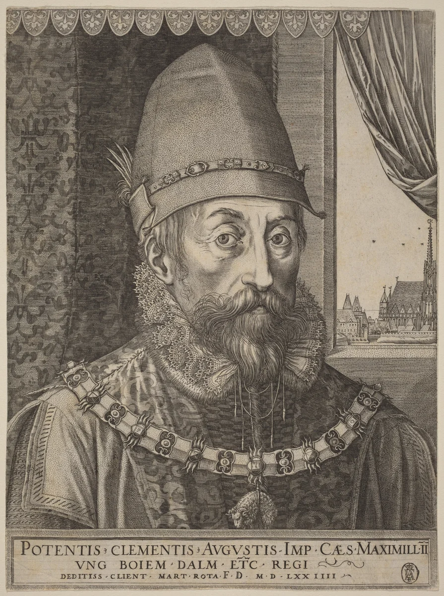 Emperor Maximilian II by Martino Rota, print, 1574