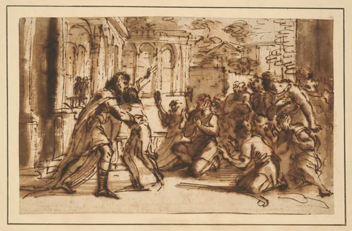 Joseph Greeting his Brothers by Pier Francesco Mola, drawing, 1632-1666