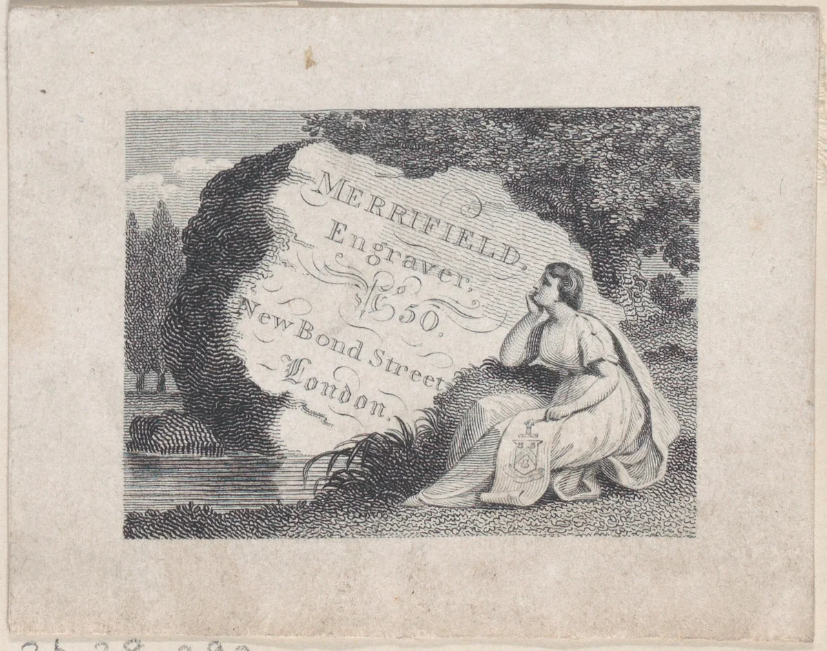 Trade Card for Merrifield, Engraver by anonymous, print, 1800-1900