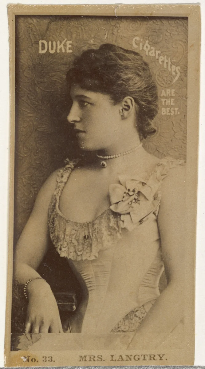Card Number 33, Mrs. Langtry, from the Actors and Actresses series (N145-6) issued by Duke Sons & Co. to promote Duke Cigarettes by W. Duke, Sons & Co., photograph, 1880-1889