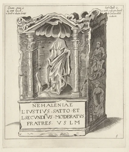 Nehalennia-altaar by Hendrick Danckerts, print, 1647