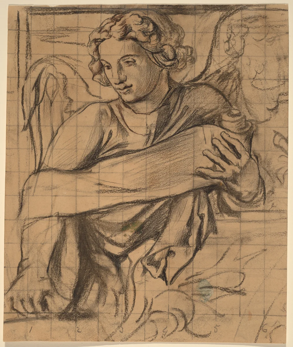 Angel - Trinity Church Mural by John La Farge, drawing, 1876