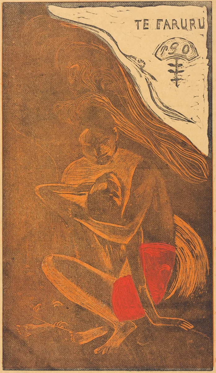 Te Faruru (They are Making Love Here) by Paul Gauguin, print, 1894-1895