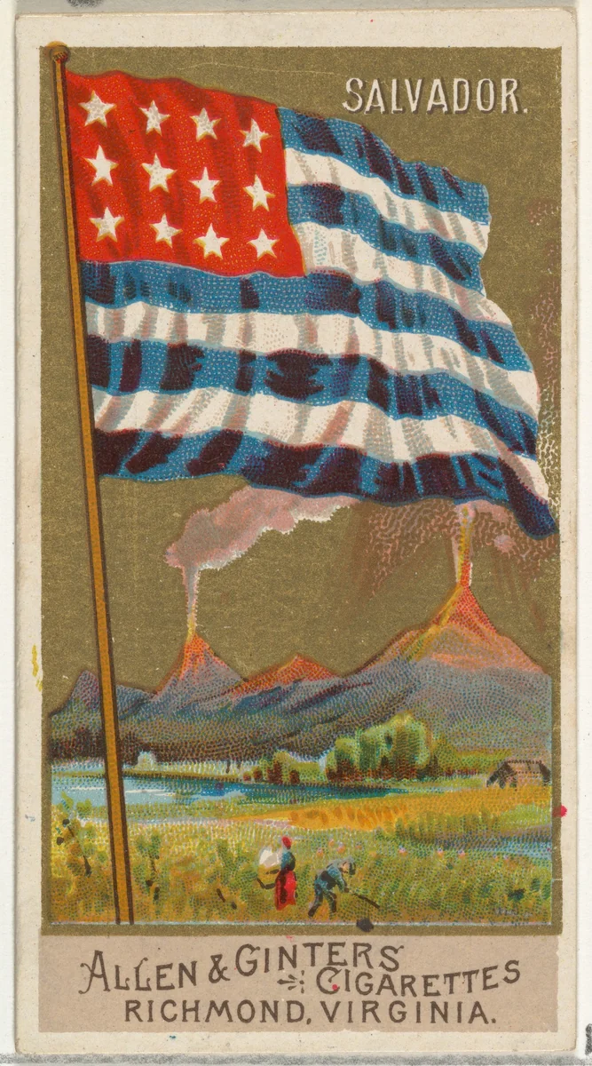 Salvador, from Flags of All Nations, Series 2 (N10) for Allen & Ginter Cigarettes Brands by Allen & Ginter, print, 1890