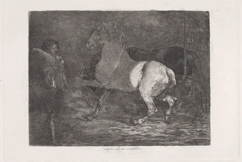 L'Écurie by John Lewis Brown, print, 1847-1890