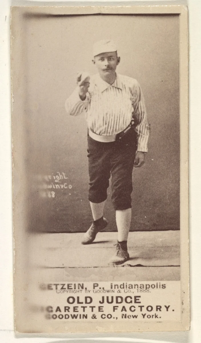 Getzein, Pitcher, Indianapolis, from the Old Judge series (N172) for Old Judge Cigarettes by Goodwin & Company, photograph, 1888