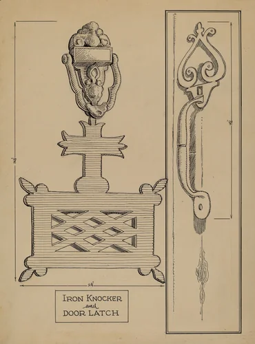 Cast Iron Knocker/Latch by Al Curry, index of american design, 1936