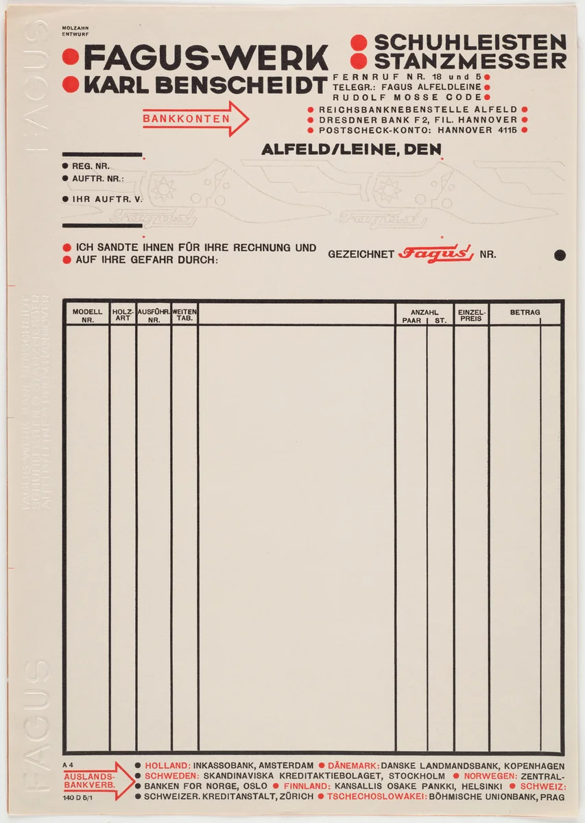 Fagus-Werk, Karl Benscheidt by Johannes Molzahn, design, 1922