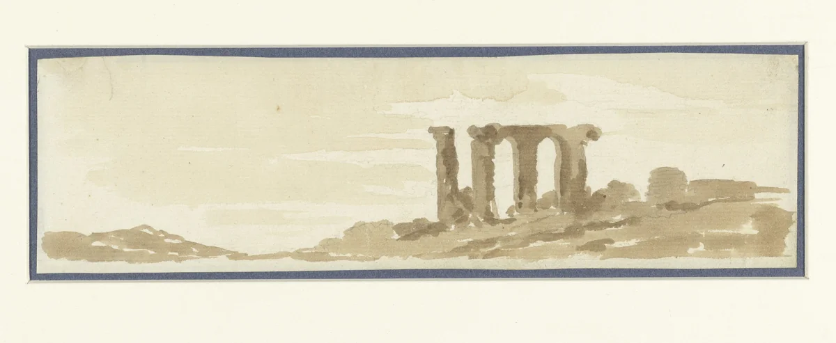 Fragment van een aquaduct in de Campagna romana by Etienne de Lavallée-Poussin, drawing, 1762-1777