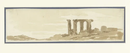 Fragment van een aquaduct in de Campagna romana by Etienne de Lavallée-Poussin, drawing, 1762-1777