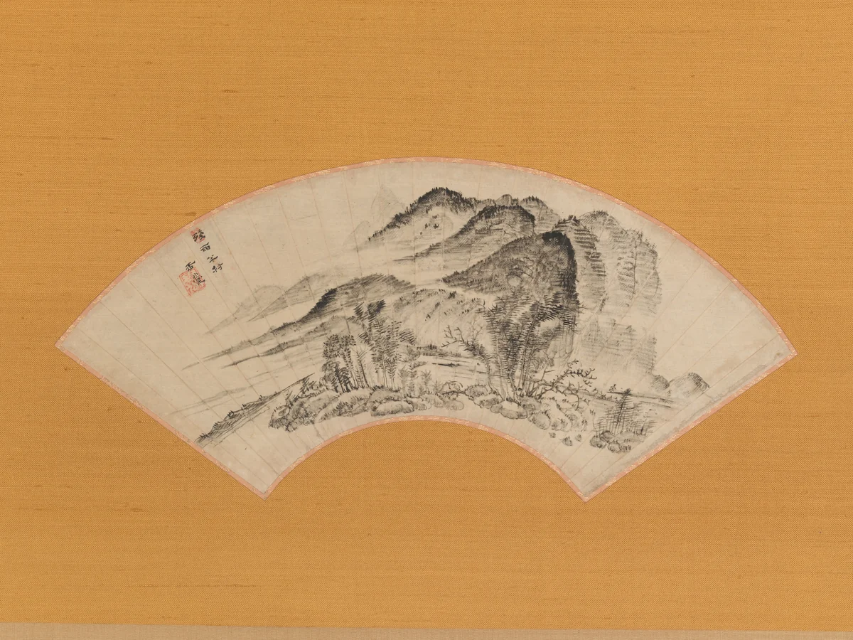 Lingering Rain over Half the Village by Urakami Gyokudō (浦上玉堂), painting, 1700-1899
